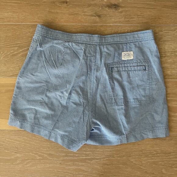 Vintage Ralph Lauren Shorts Blue White Check Gingham Drawstring - Picture 2 of 4